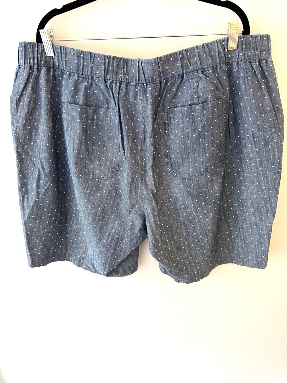 Talbots Women’s Plus Chambray Drawstring Shorts with Micro Dot Print - Picture 5 of 5